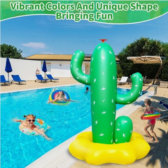 Giant Inflatable Cactus Sprinkler for Kids Ages 3+, 64" Large Outdoor Water Toy - Picture 3 of 7